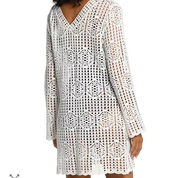 New NWOT La Blanca Waverly Long Sleeve Cotton Cover-Up Dress Medium Size white - Picture 6 of 7